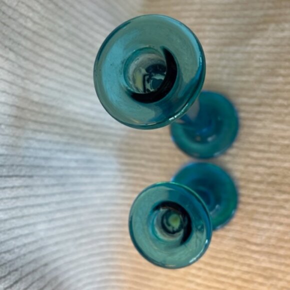 Aqua Turquoise stem candle holders - Picture 3 of 5